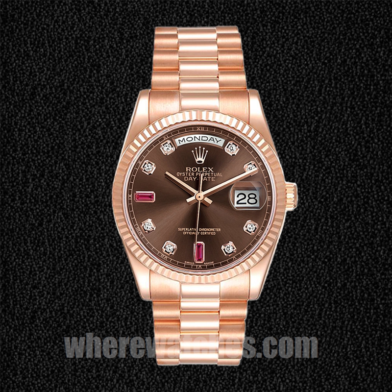 Rolex Day-Date 118235 Pour des hommes 36mm Regardez Doré rose – Image 2