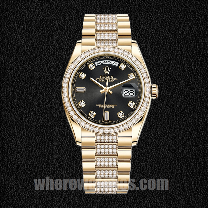 Rolex Day-Date 36mm m118348-0014 Pour des hommes Cadran noir Regardez – Image 2