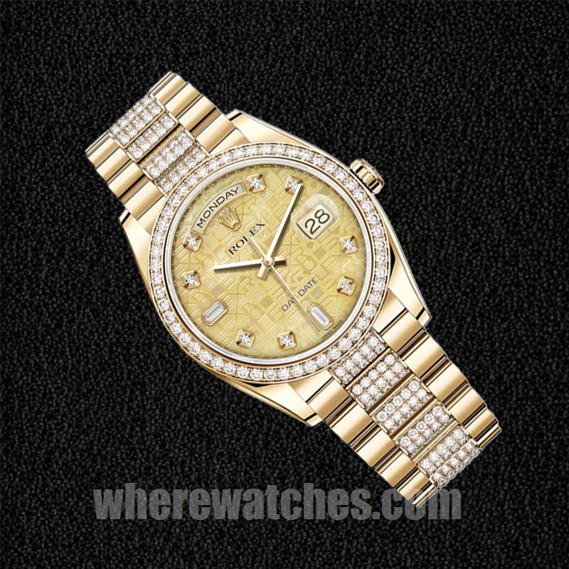 Rolex Day-Date m118348-0090 36mm Pour des hommes Cadran Jubilé Champagne Président Bracelet – Image 3