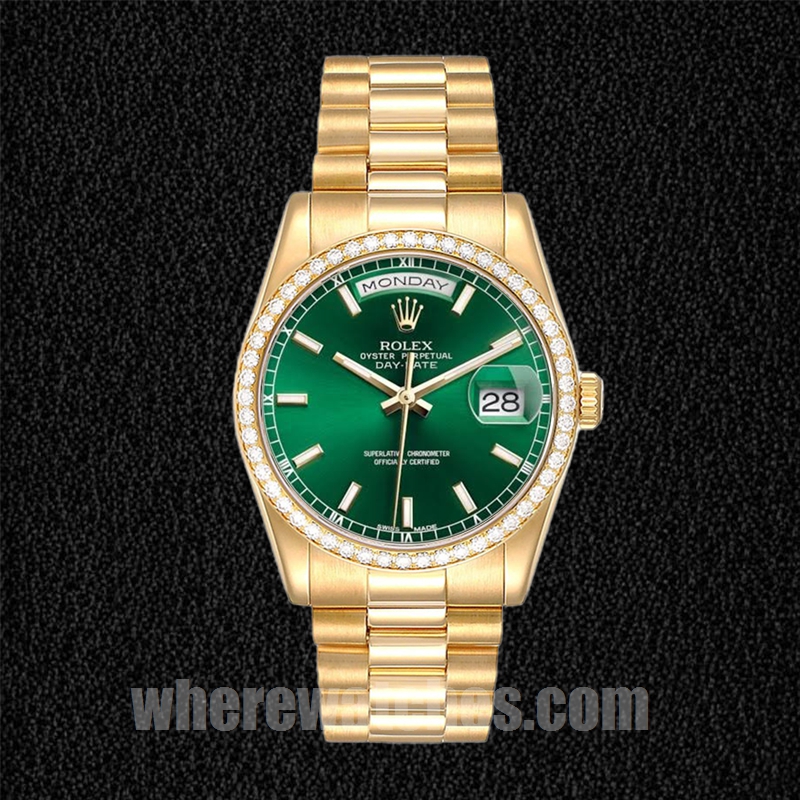 Rolex Day-Date 36mm Pour des hommes m118348-0225 Ton d'or Regardez – Image 2