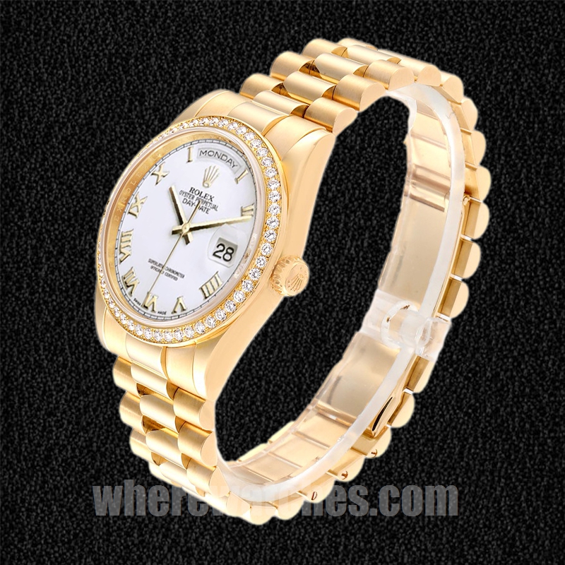 Rolex Day-Date m118348-0150 36mm Pour des hommes Cadran blanc Ton d'or – Image 3