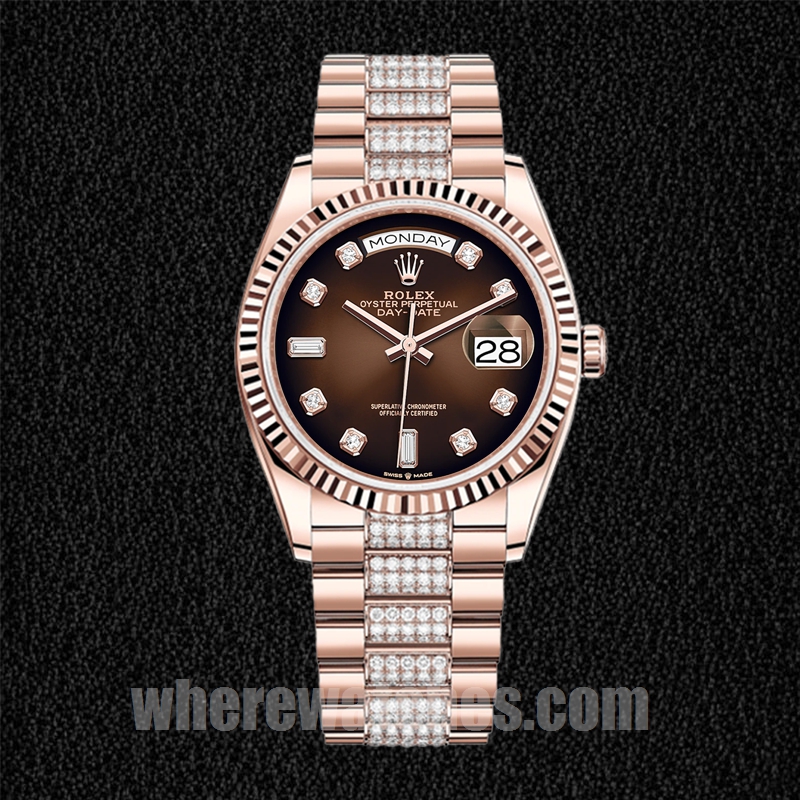Rolex Day-Date 36mm m128235-0038 Pour des hommes Cadran marron – Image 2