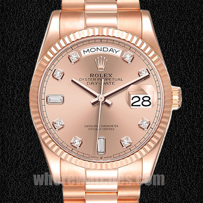 Rolex Day-Date 36mm m128235-0009 Pour des hommes Cadran en or rose