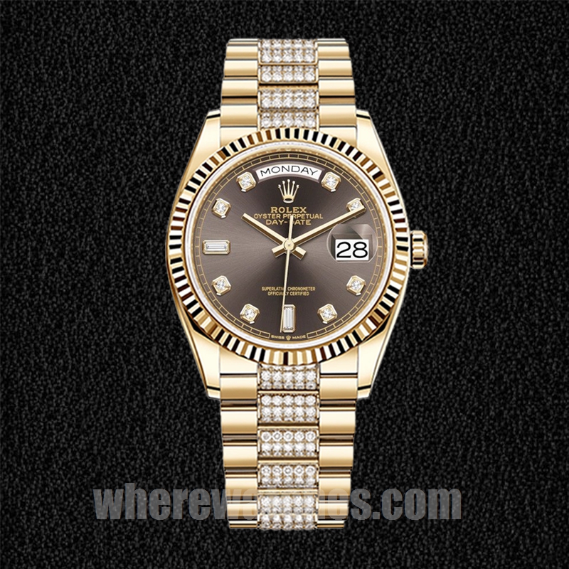 Rolex Day-Date Pour des hommes m128238-0024 36mm Cadran marron Ton d'or – Image 2