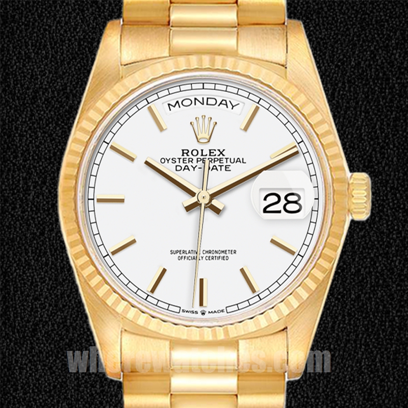 Rolex Day-Date 36mm m128238-0081 Pour des hommes Président Bracelet Cadran blanc