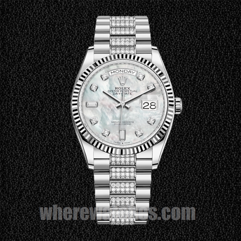 Rolex Day-Date 36mm m128239-0026 Pour des hommes Argenté Regardez – Image 2
