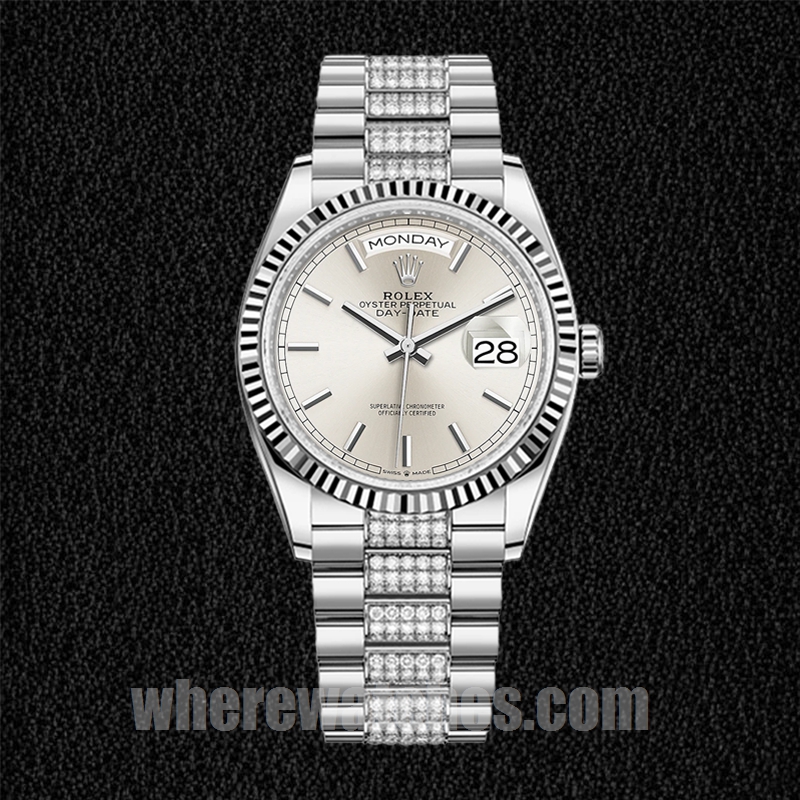 Rolex Day-Date 36mm m128239-0025 Pour des hommes Regardez Argenté – Image 2