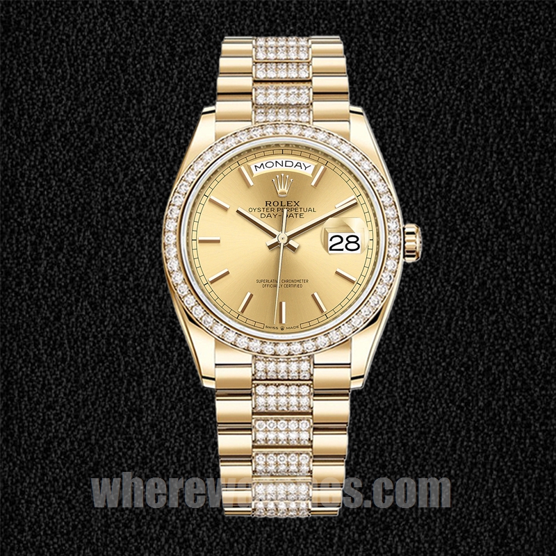 Rolex Day-Date m128348rbr-0027 36mm Pour des hommes Cadran Champagne Président Bracelet – Image 2