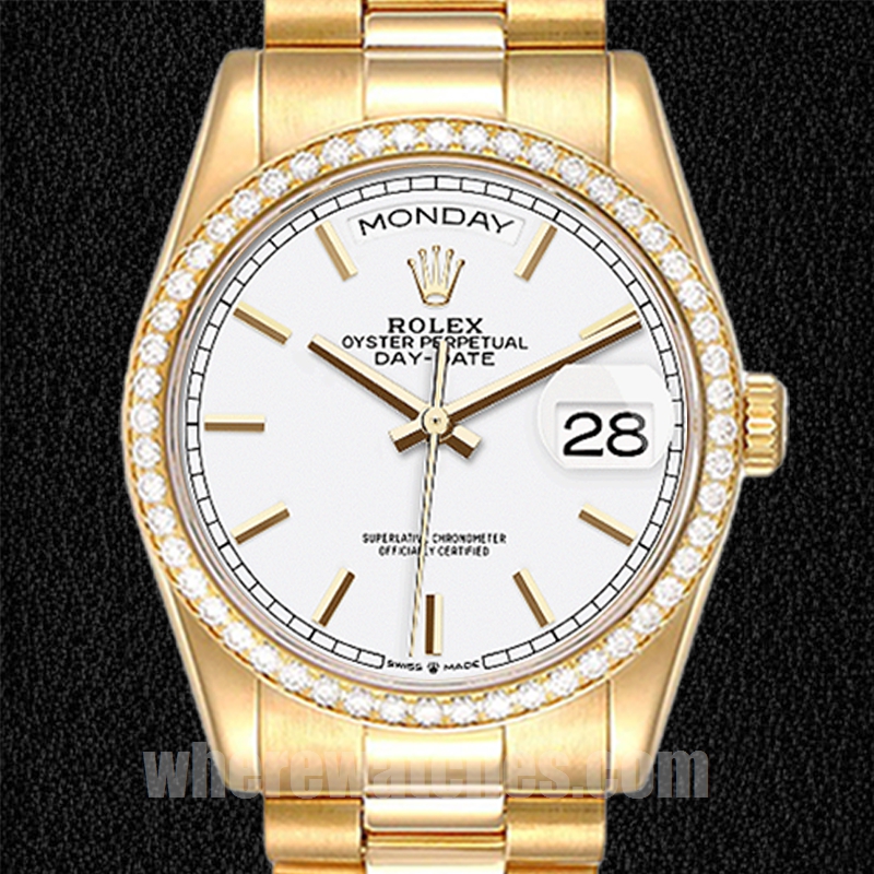 Rolex Day-Date Pour des hommes 36mm m128348rbr-0047 Regardez Ton d'or