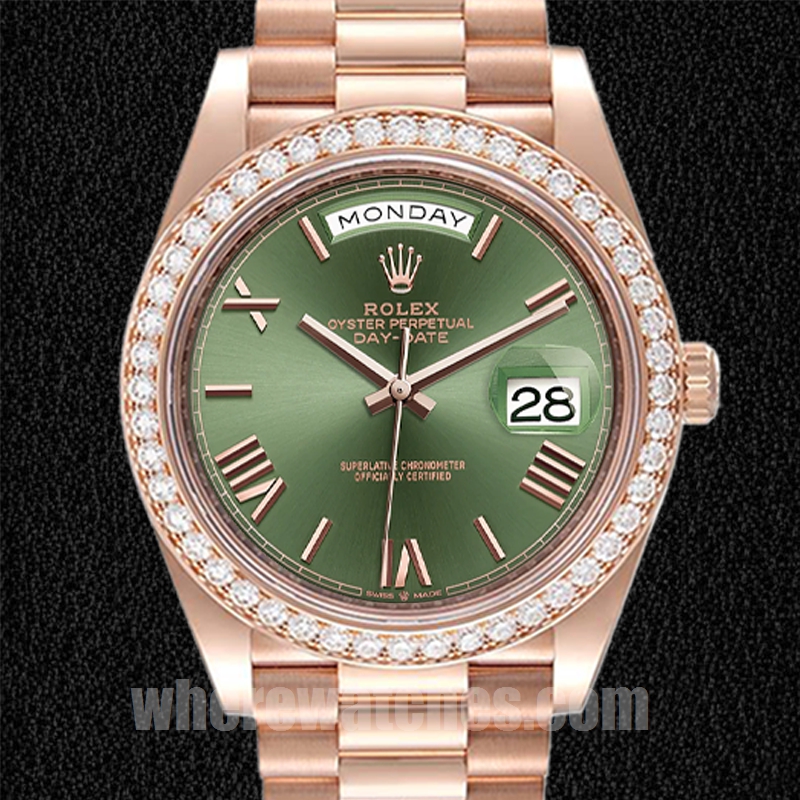 Rolex Day-Date m228345rbr-0011 41mm Pour des hommes Cadran vert Regardez