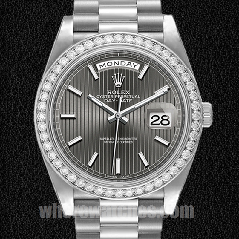 Rolex Day-Date 41mm 228349RBR-0008 Pour des hommes Argenté