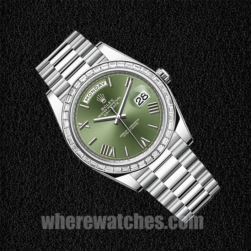 Rolex Day-Date Pour des hommes m228396tbr-0020 41mm Argenté Cadran vert – Image 3