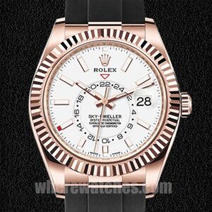 Rolex Sky-Dweller Pour des hommes 42mm m326235-0004 Cadran blanc Élastique