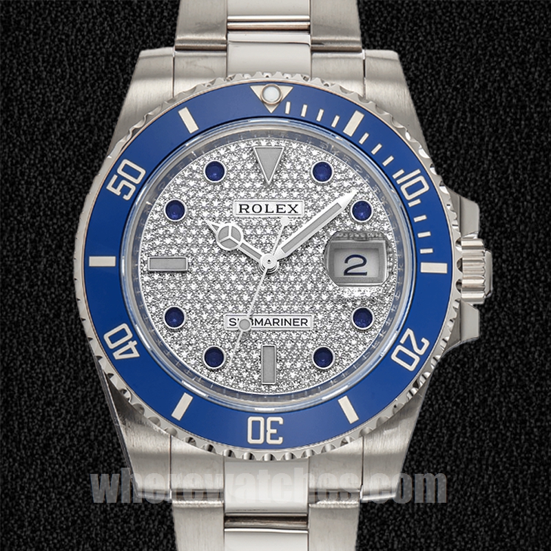 Rolex Submariner 40mm Pour des hommes 116610 Cadran pavé de diamants