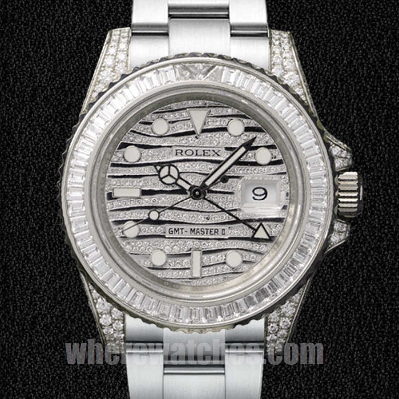 Rolex GMT-Master II 40mm 116769 Pour des hommes Cadran Vague Diamant