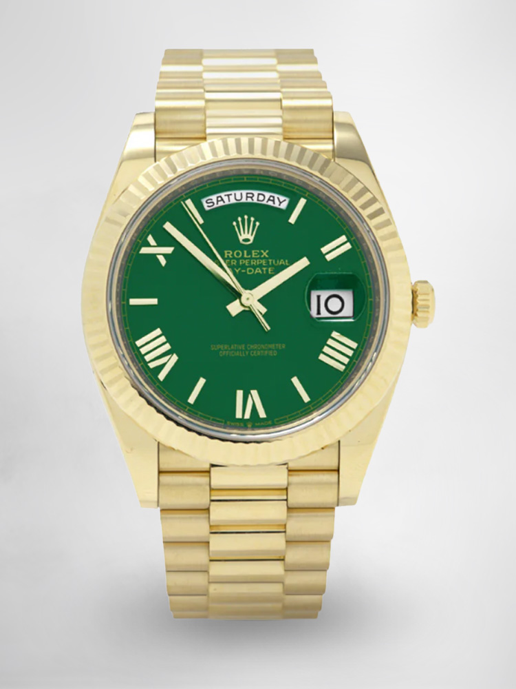 Montre Rolex Day-Date Réplique 228238 Romaine Verte Or Jaune