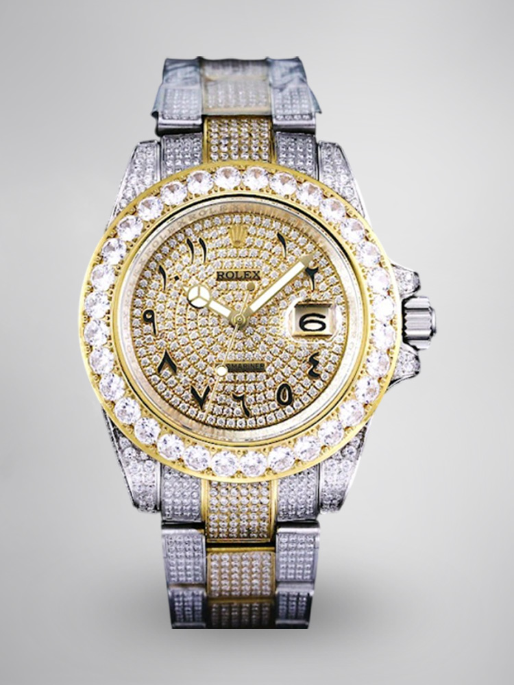 Montre Rolex Datejust Replica 41mm en or jaune cadran diamant bracelet en or