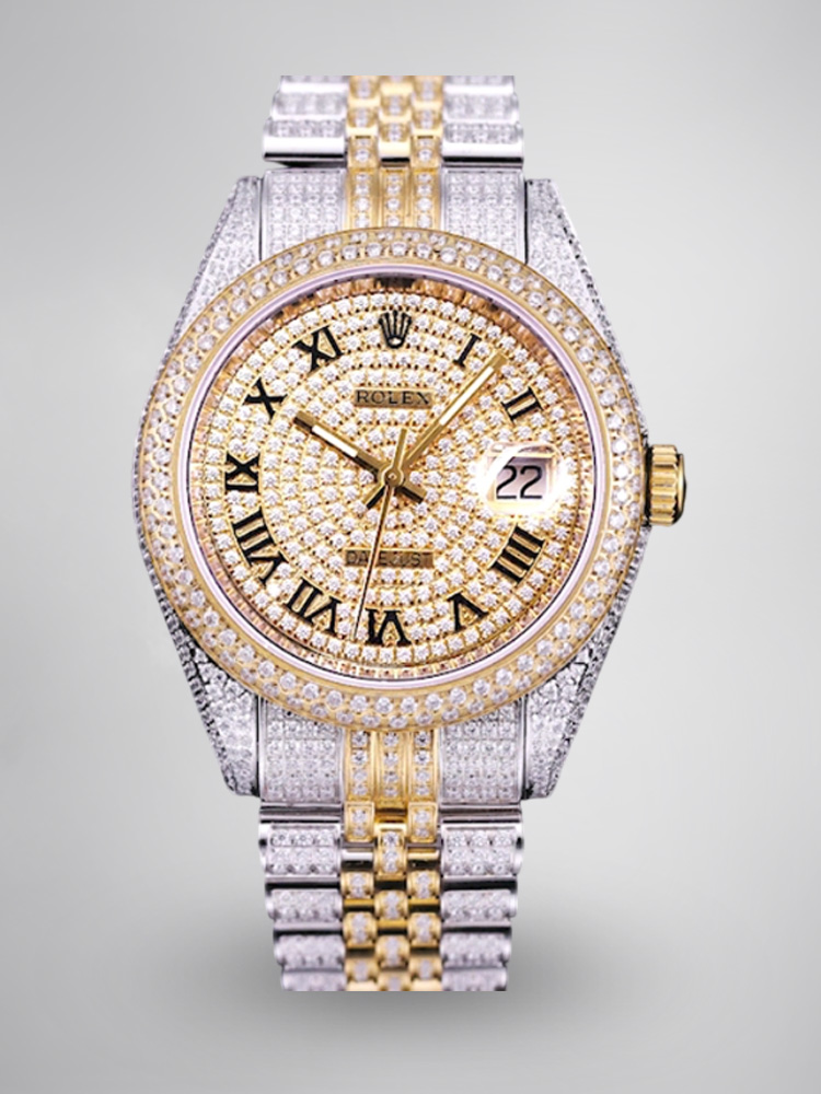 Montre Rolex Datejust Réplique avec lunette à cadran creux en diamant bicolore
