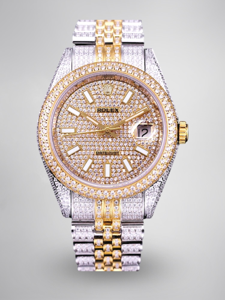 Montre Rolex Datejust Réplique 41mm cadran tout en diamants en or rose