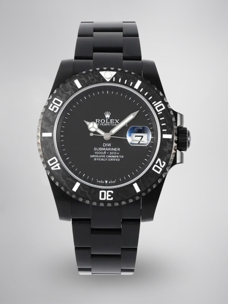 Montre Rolex DiW Submariner Réplique 40mm en fibre de carbone PVD noir fantôme