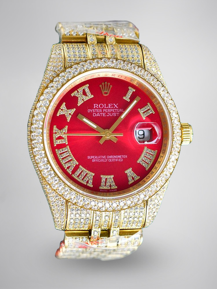Montre Rolex Oyster-Perpetual Datejust Réplique 36 cadran rouge lunette diamantée