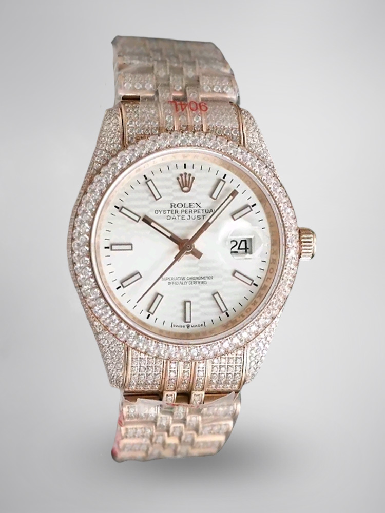 Montre Rolex Oyster-Perpetual Datejust Réplique Or rose Ciel étoilé Cadran blanc