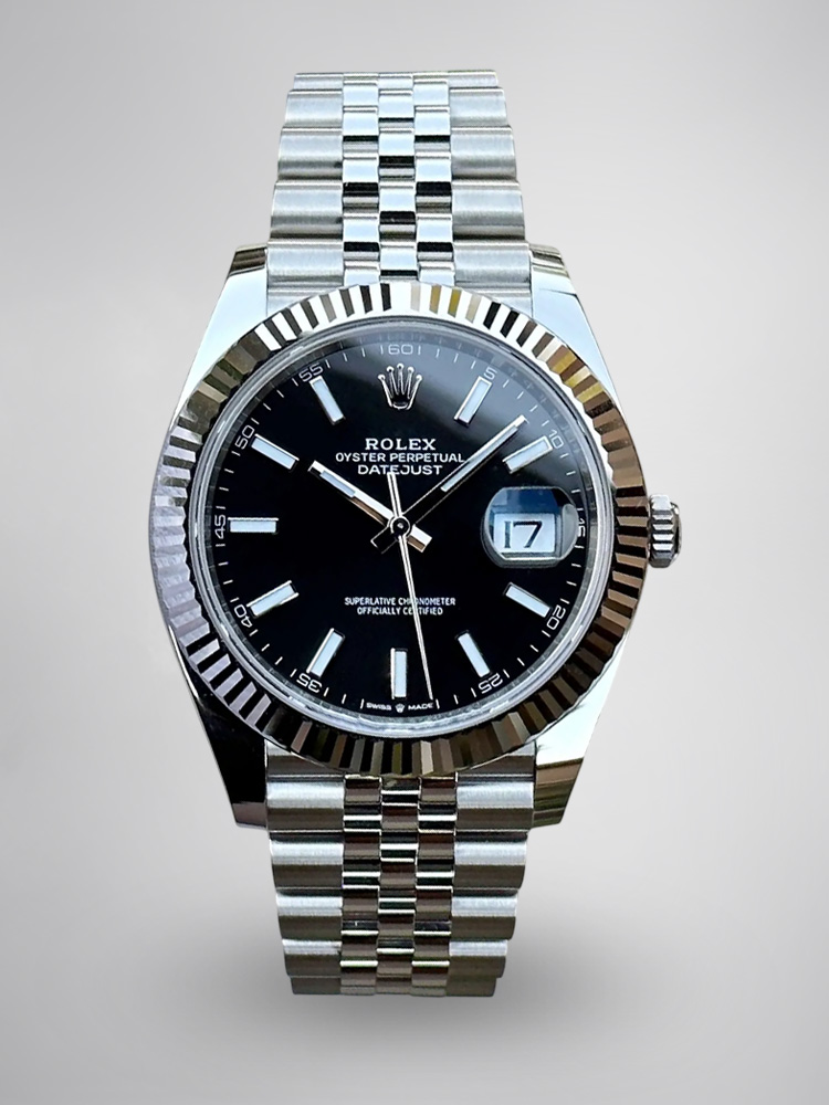 Montre Rolex Datejust Réplique 126334 cadran bâton noir de 41mm avec lunette rainurée