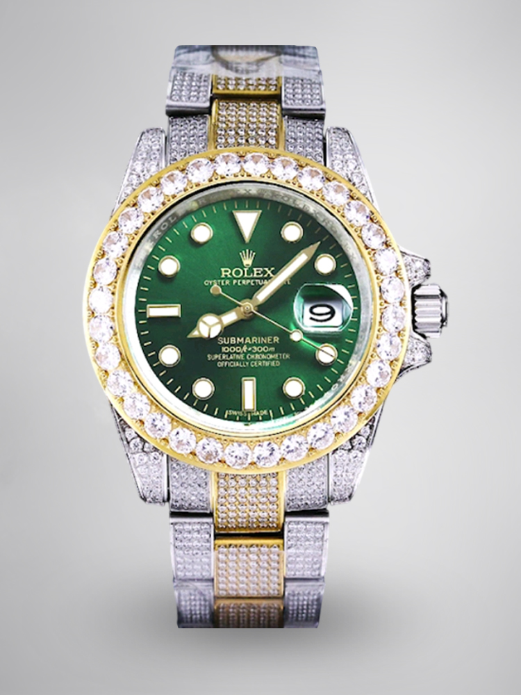 Montre Rolex Submariner Réplique 41mm bicolore or cadran émeraude acier inoxydable