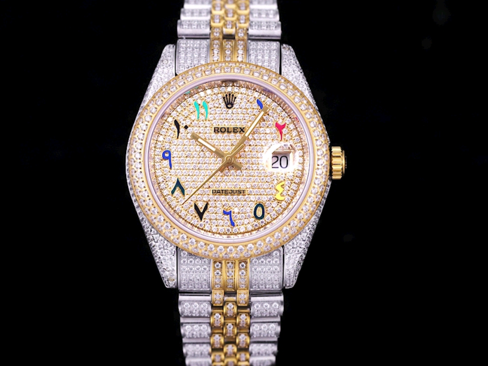 Montre Rolex Datejust Réplique 41mm cadran champagne diamant chiffres romains colorés – Image 2
