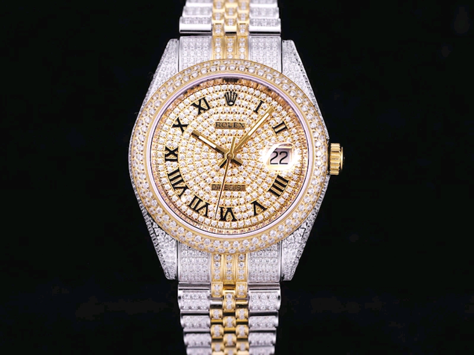 Montre Rolex Datejust Réplique avec lunette à cadran creux en diamant bicolore – Image 2