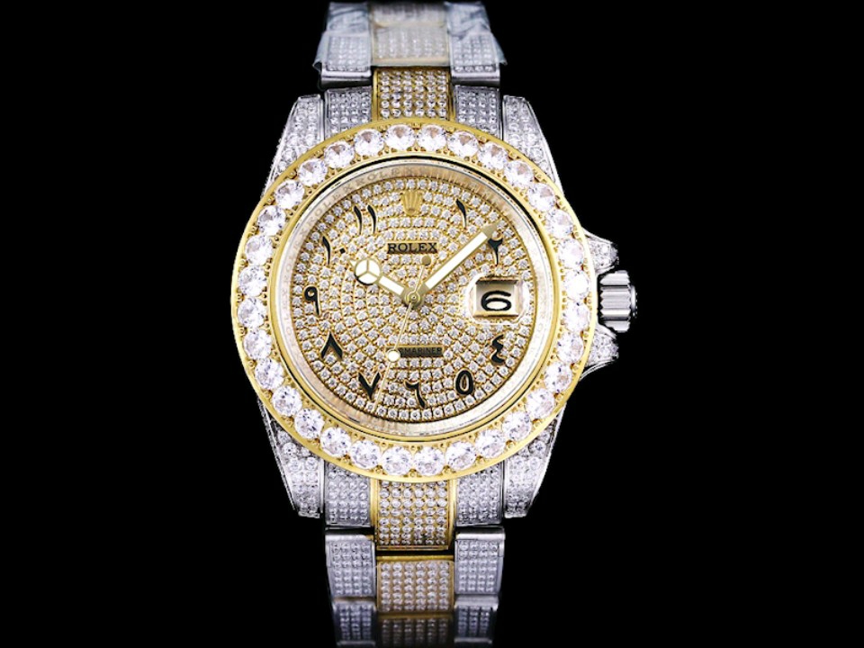 Montre Rolex Datejust Replica 41mm en or jaune cadran diamant bracelet en or – Image 2