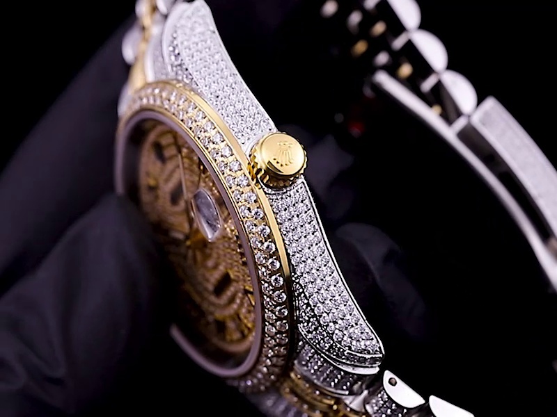 Montre Rolex Datejust Réplique avec lunette à cadran creux en diamant bicolore – Image 4