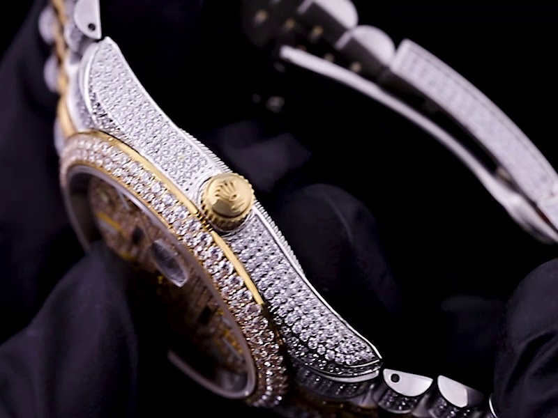Montre Rolex Datejust Réplique 41mm cadran tout en diamants en or rose – Image 3