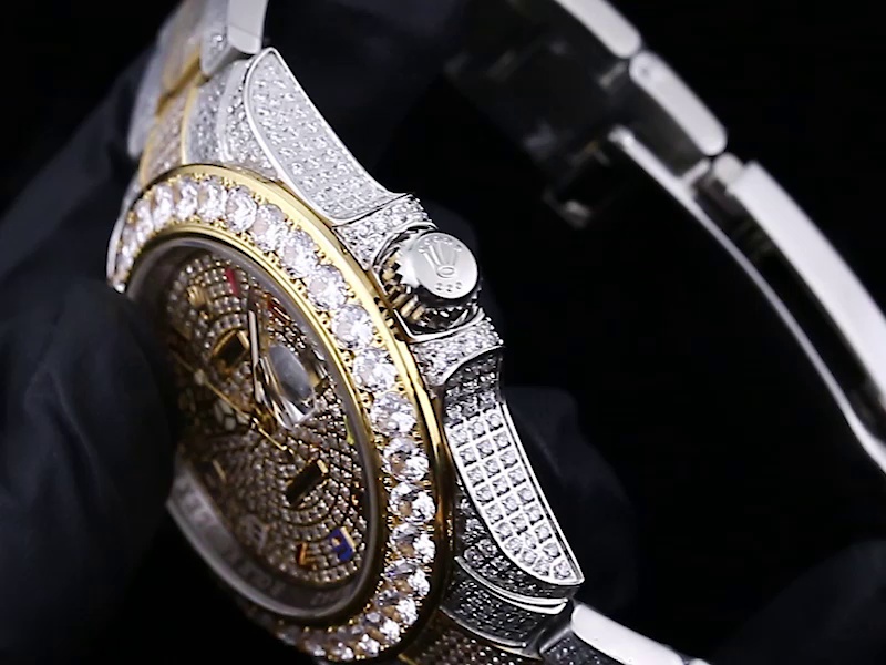 Montre Rolex Submariner Réplique 41 mm cadran bicolore en diamants chiffres arabes colorés – Image 4