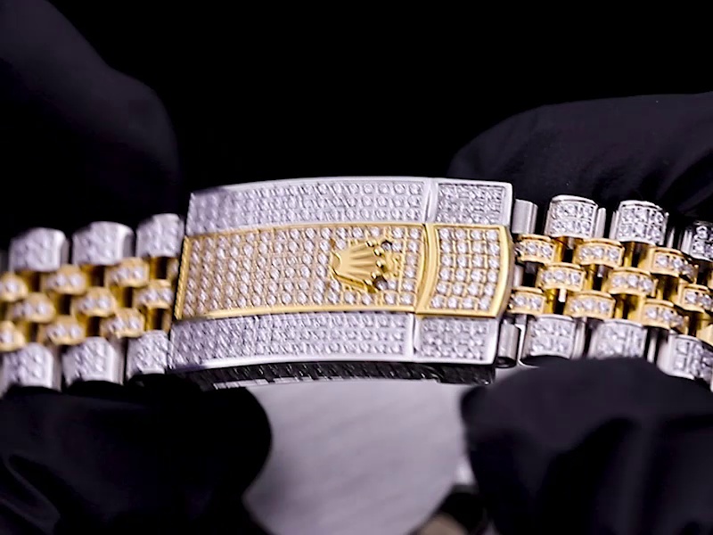 Montre Rolex Datejust Réplique avec lunette à cadran creux en diamant bicolore – Image 5