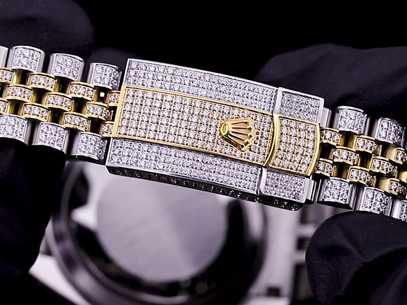 Montre Rolex Datejust Réplique 41mm cadran tout en diamants en or rose – Image 4