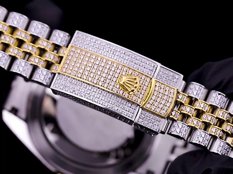 Montre Rolex Datejust Réplique 41mm cadran champagne diamant chiffres romains colorés – Image 5