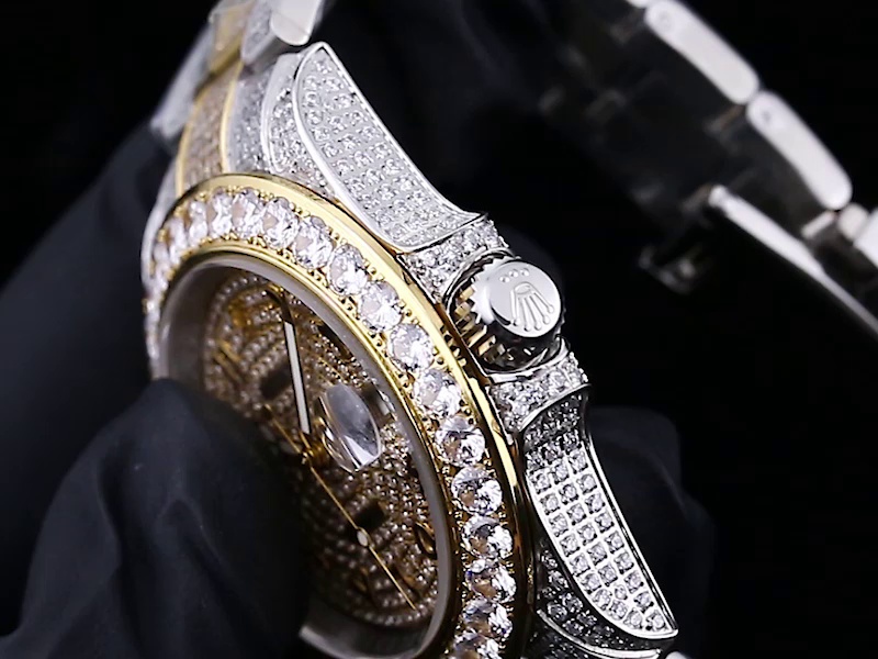 Montre Rolex Datejust Replica 41mm en or jaune cadran diamant bracelet en or – Image 3