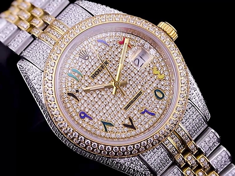 Montre Rolex Datejust Réplique 41mm cadran champagne diamant chiffres romains colorés – Image 3