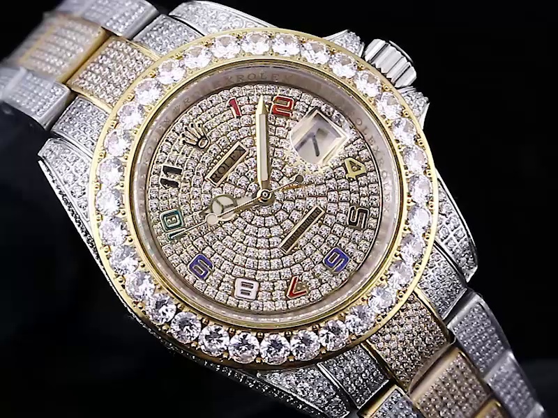 Montre Rolex Submariner Réplique 41 mm cadran bicolore en diamants chiffres arabes colorés – Image 3