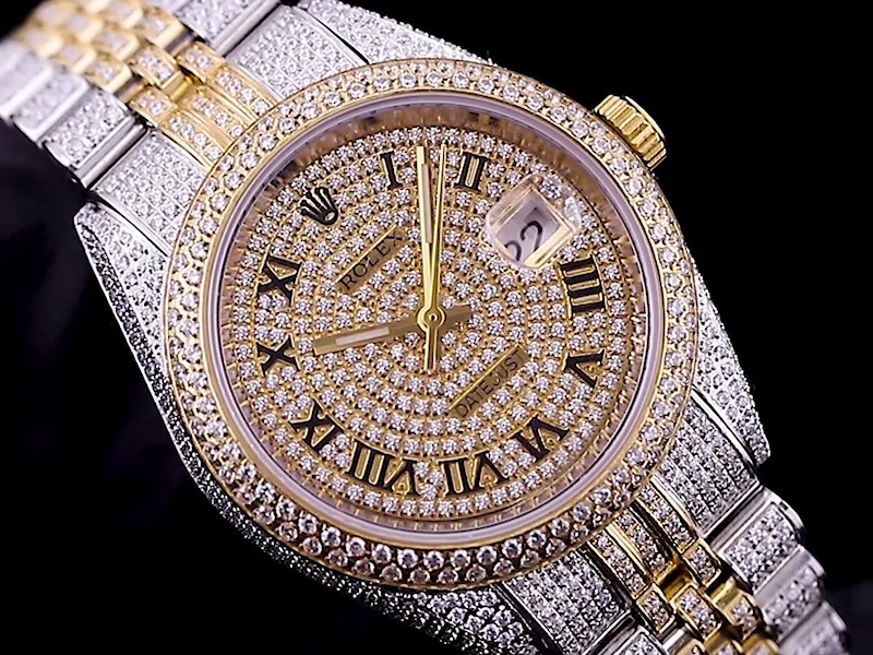 Montre Rolex Datejust Réplique avec lunette à cadran creux en diamant bicolore – Image 3