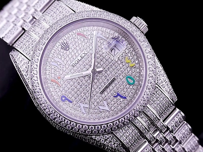 Montre Rolex Datejust Réplique 36mm cadran diamant arc en ciel arabe – Image 3