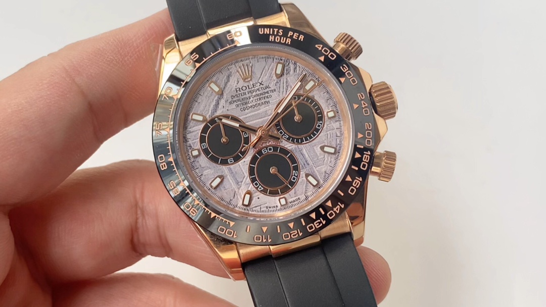 Montre Rolex Daytona Réplique 116515LN Cadran Météorite Oysterflex Or Rose – Image 2