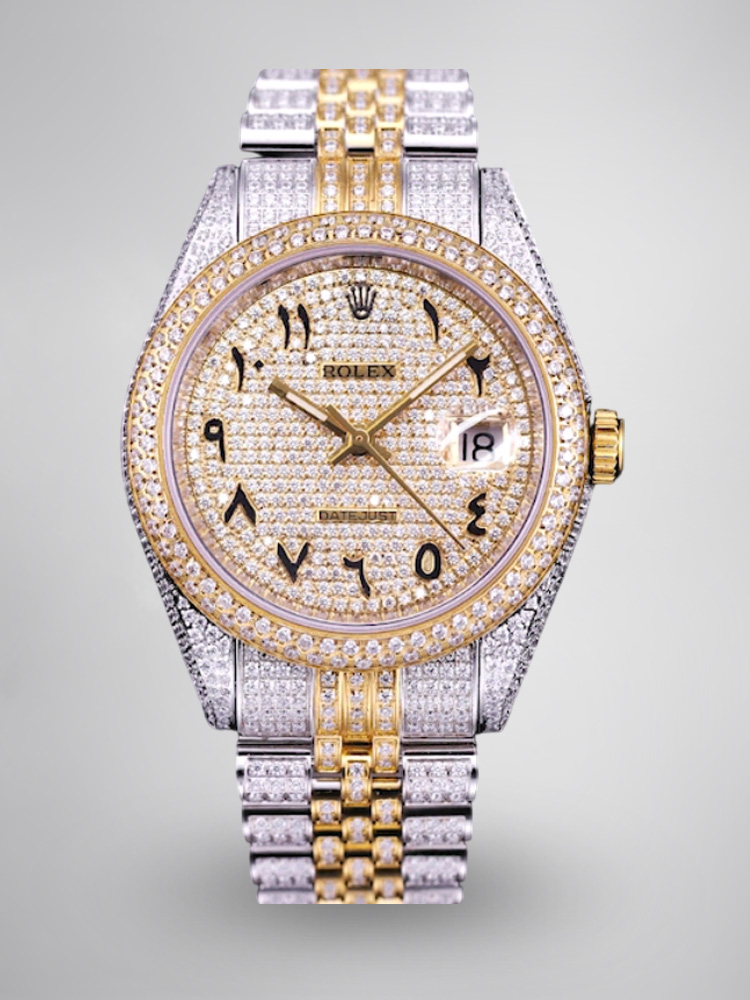Montre Rolex Datejust Réplique 126300 41mm cadran en or rose et diamants arabes