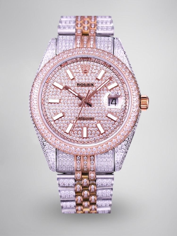Montre Rolex Datejust Réplique 41mm cadran bicolore en or rose et diamant