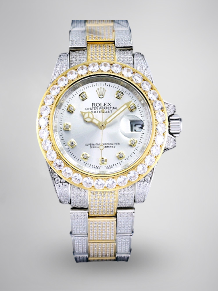 Montre Rolex Datejust Réplique 78243 41mm cadran or bicolore diamants blancs