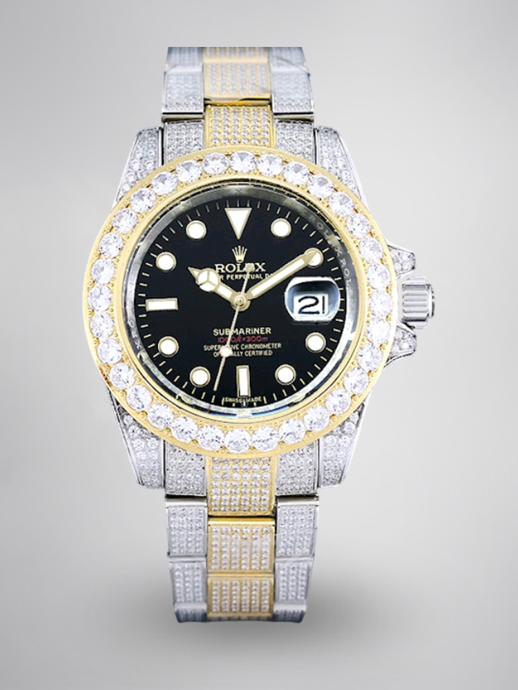 Montre Rolex Submariner Réplique 42mm cadran noir or lunette en acier inoxydable doré