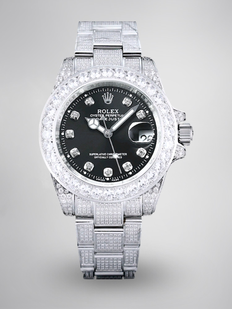 Montre Rolex Datejust Réplique 116200 36mm Cadran Noir Diamant Acier Inoxydable