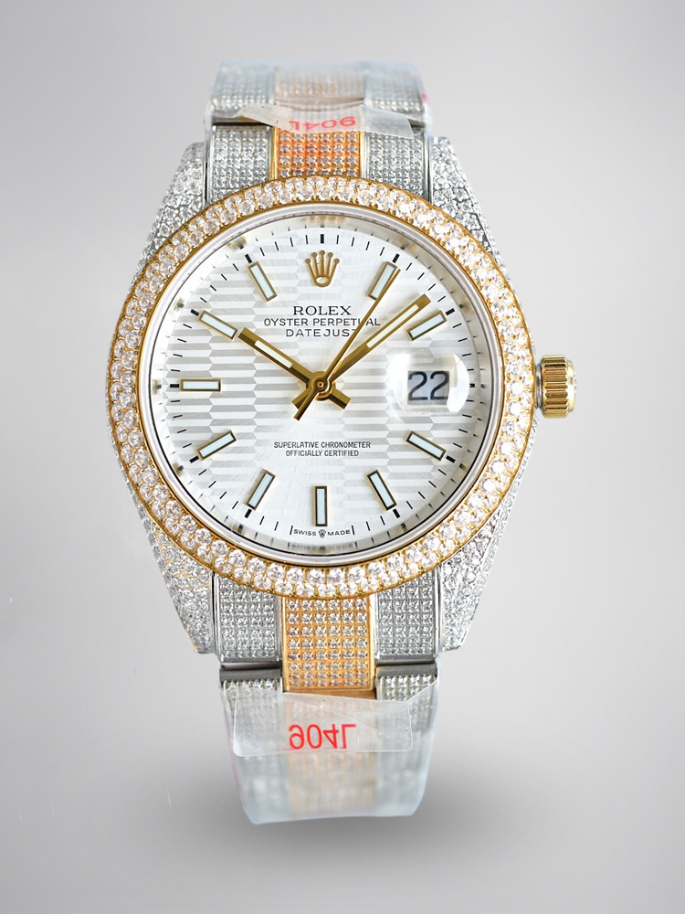 Montre Rolex Datejust Réplique 42mm Ciel étoilé Diamants Cadran or blanc bicolore
