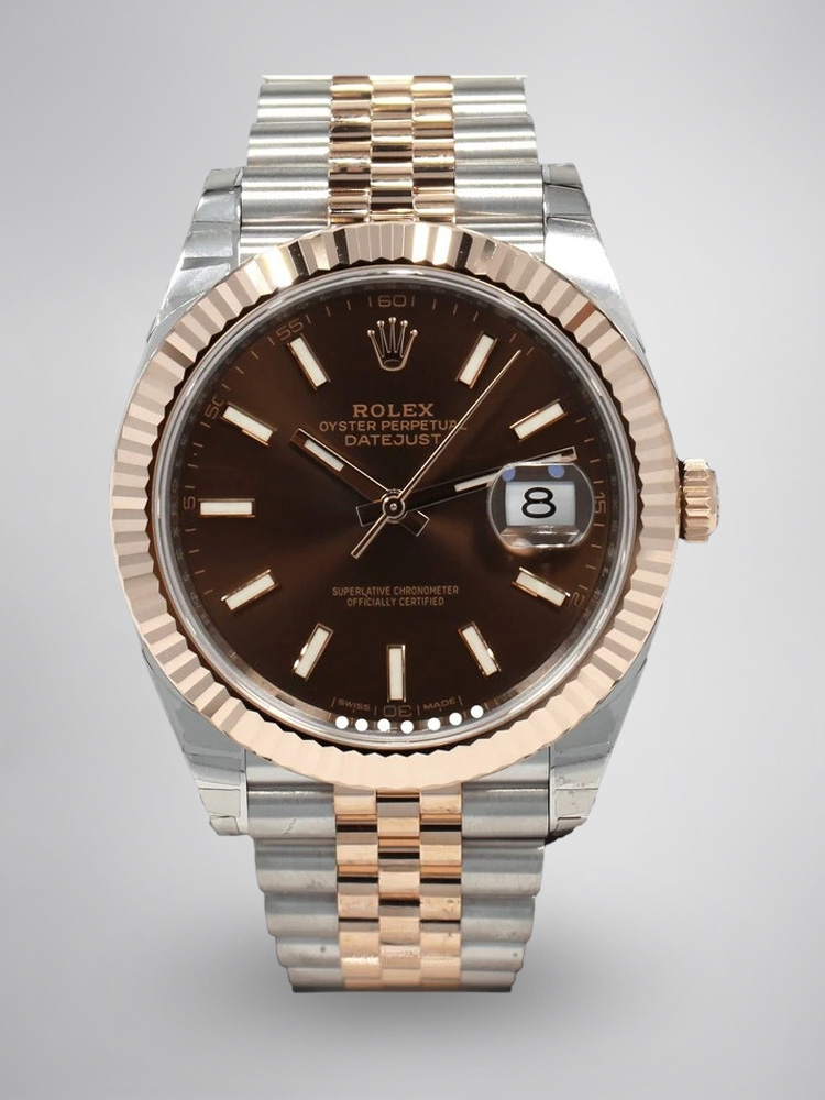 Montre Rolex Datejust Réplique 126331 41mm cadran chocolat or rose acier inoxydable